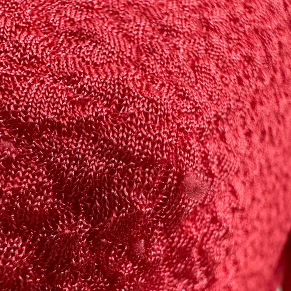 Vintage Y2K V Cristina Bright Pink Textured Stretch Knit Peplum Top M - Picture 4 of 6